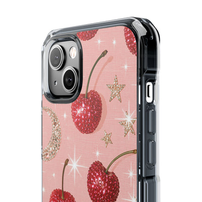 Bedazzled Ruby Cherries · Clear Impact Magnetic Phone Case for iPhone · Pink
