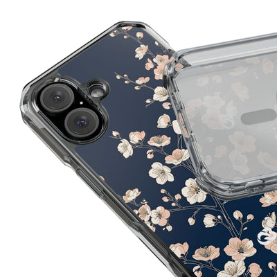 Midnight Plum Blossom · Clear Impact Magnetic Phone Case for iPhone ·  Blue