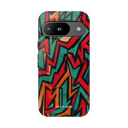 Crimson Zigzag Google Pixel 9 Case - Tough