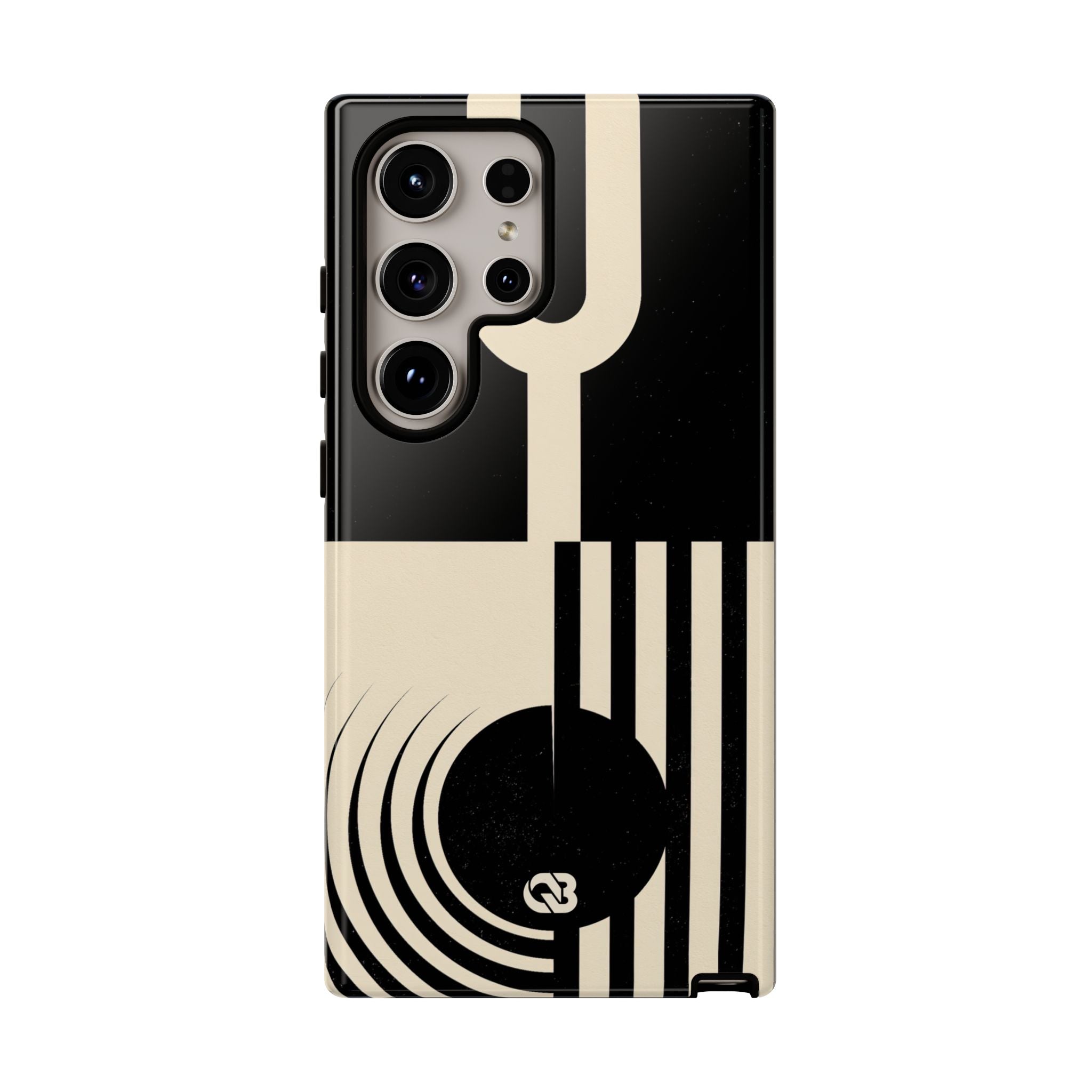 Black Tough Phone Case for Samsung - Ivory Signal Grid