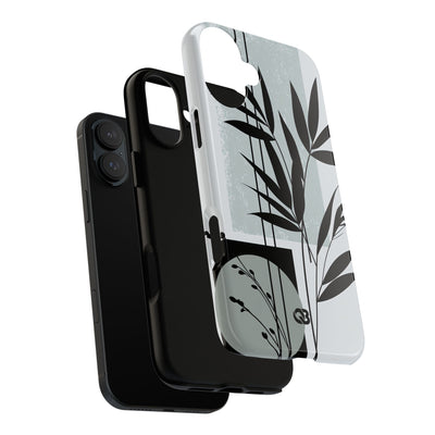 Grey Tough Phone Case for iPhone - Sage Bamboo Noir