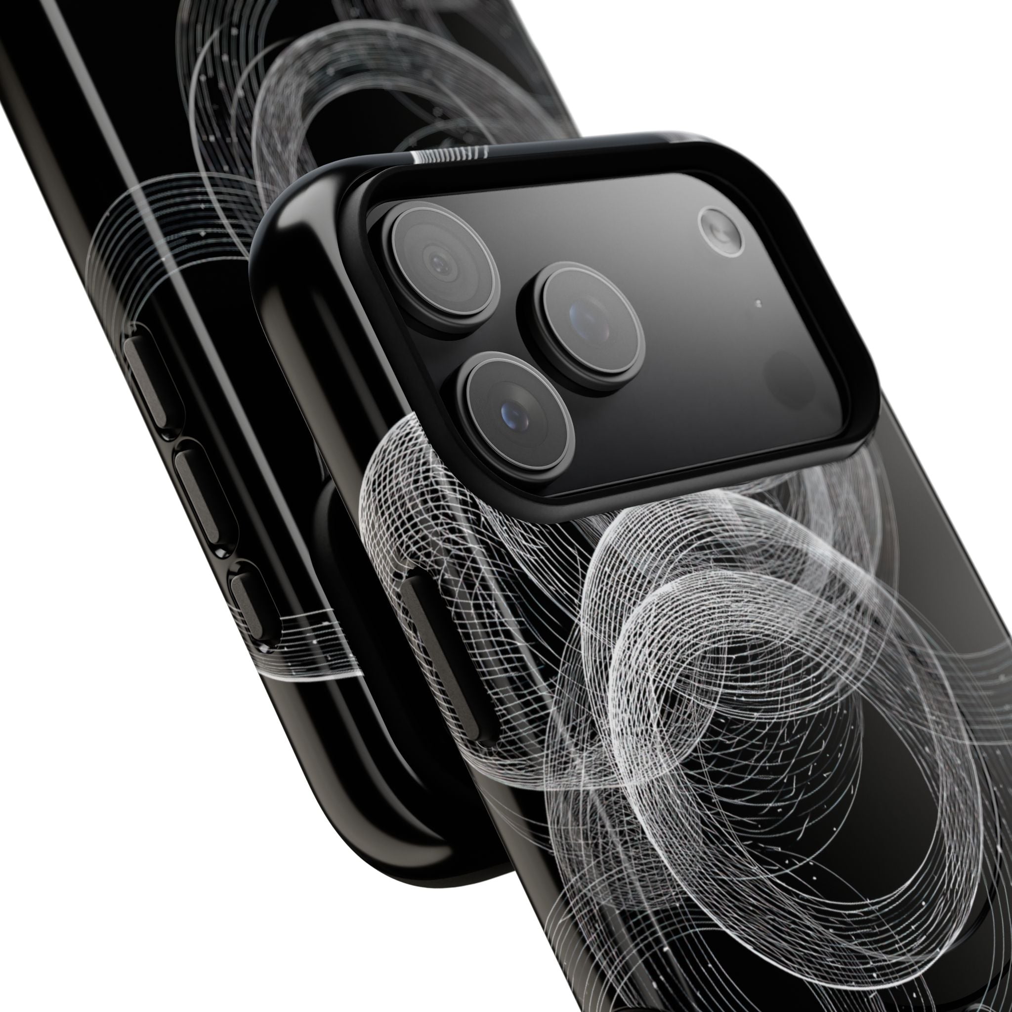 Black Tough 2.0 Magsafe Phone Case for iPhone - Kinetic Wireframe Orbit