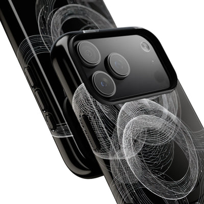 Black Tough 2.0 Magsafe Phone Case for iPhone - Kinetic Wireframe Orbit