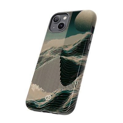 Green Tough Phone Case for iPhone - Lunar Moss Topography