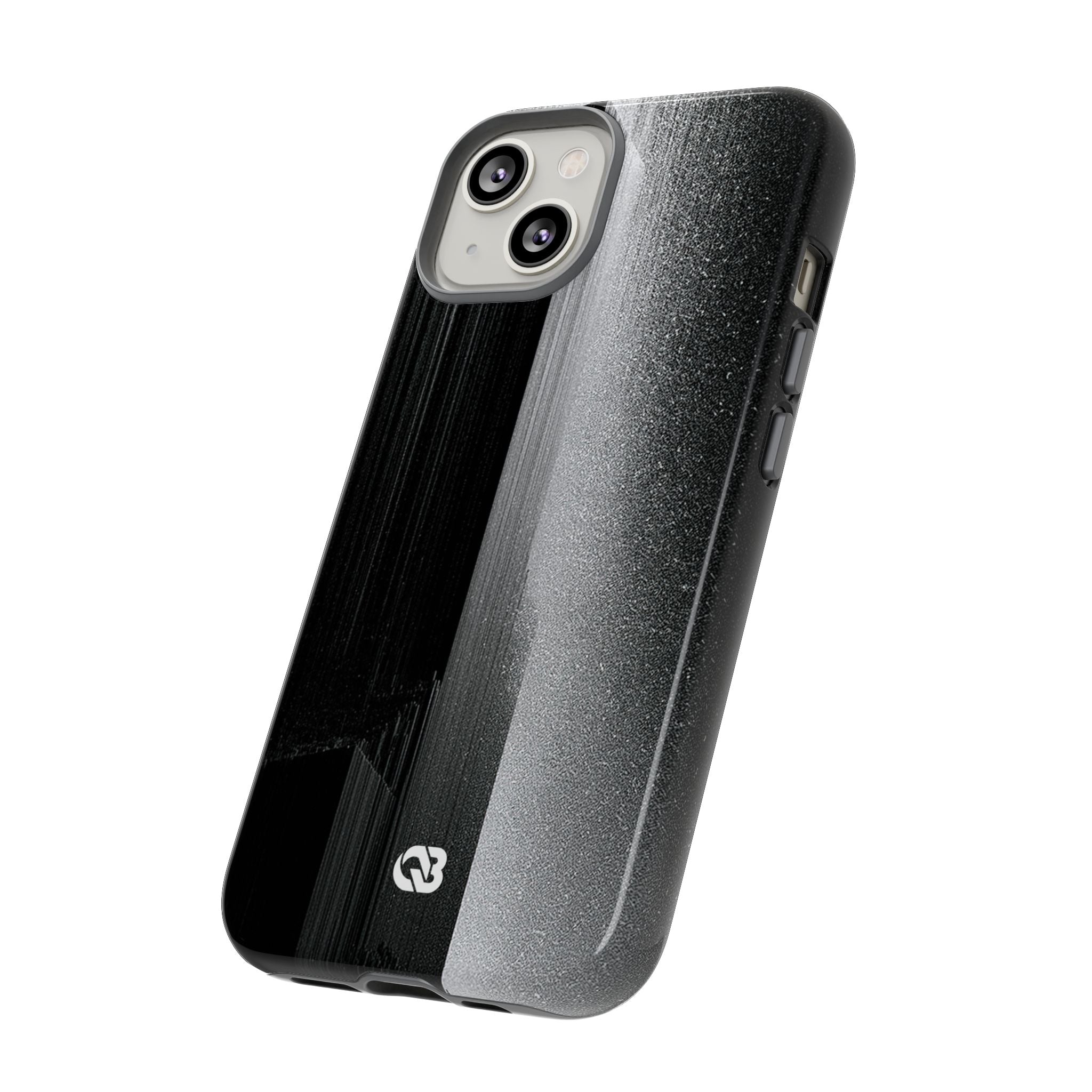 Black Tough Phone Case for iPhone - Brutalist Pixel Monolith