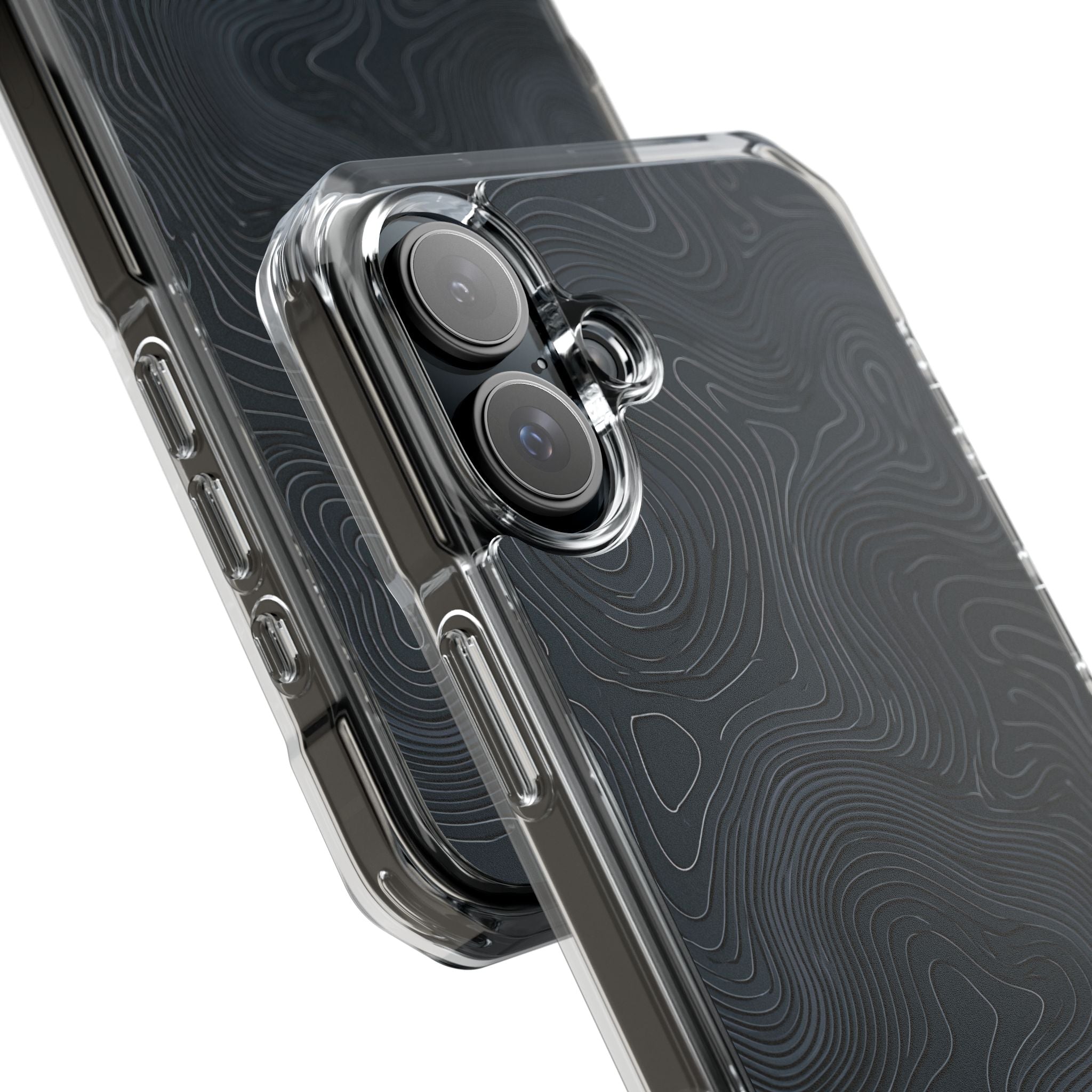 Black Impact MagSafe Phone Case for iPhone - Obsidian Ridge Topo