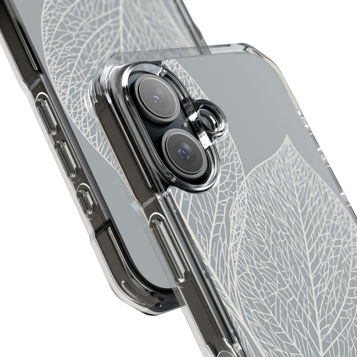 Minimal Leaf Skeleton · Clear Impact Magnetic Phone Case for iPhone ·  Grey