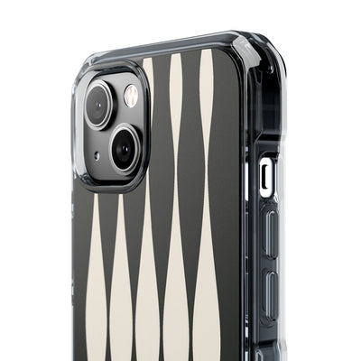 Black Impact MagSafe Phone Case for iPhone - Ivory Spindle Grid
