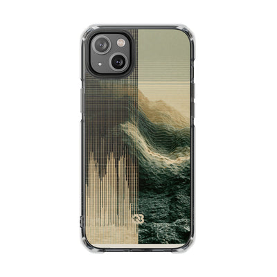 Beige Impact MagSafe Phone Case for iPhone - Veridian Data Ridge