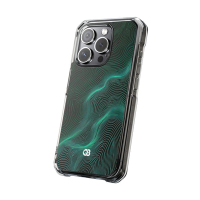 Teal Impact MagSafe Phone Case for iPhone - Neon Jade Contour