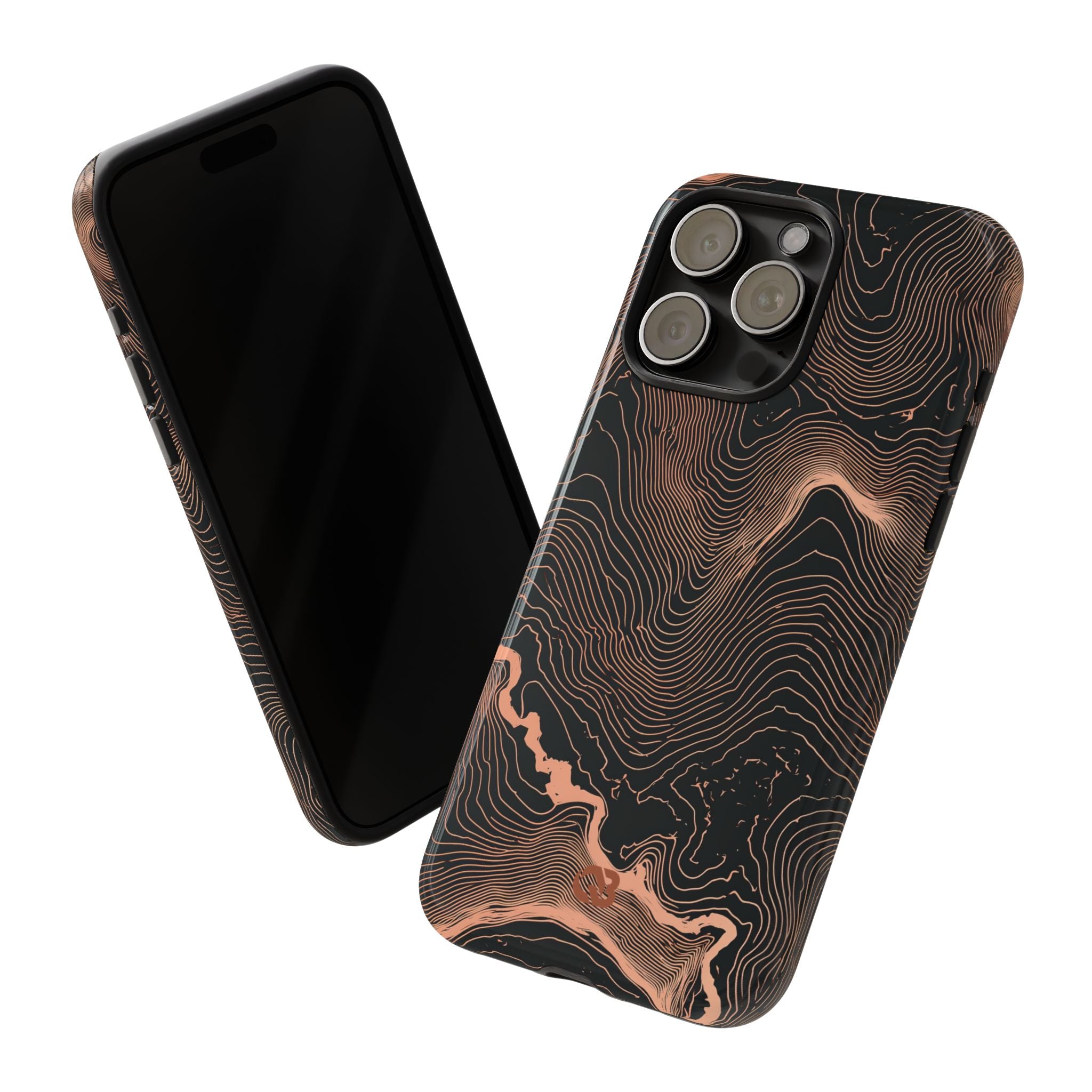 Orange Tough Phone Case for iPhone - Salmon Ridge Topo