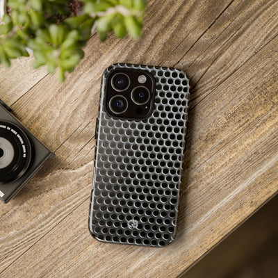 Silver Tough Phone Case for iPhone - Brutalist Steel Mesh