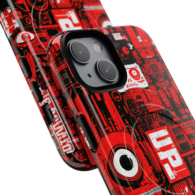 Neo Mecha Collage · Tough 2.0 Magnetic Phone Case for iPhone · Red