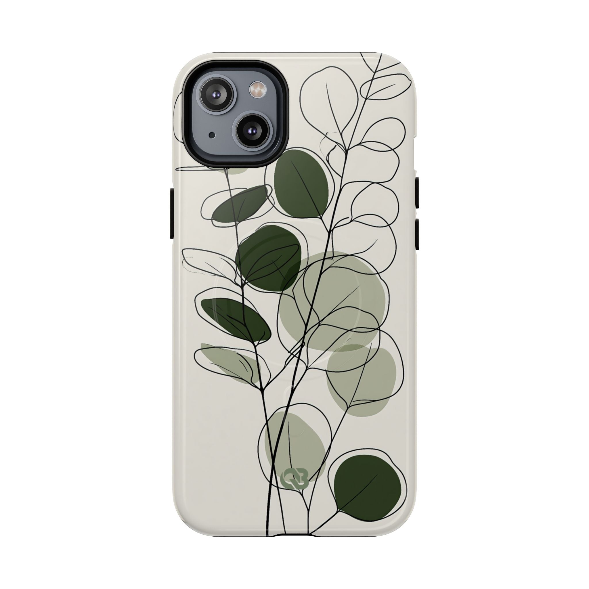 Green Tough 2.0 Magsafe Phone Case for iPhone - Muted Eucalyptus Sketch