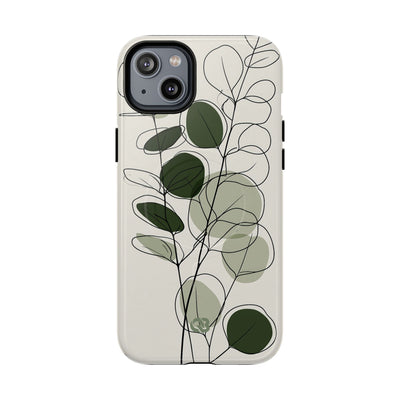 Green Tough 2.0 Magsafe Phone Case for iPhone - Muted Eucalyptus Sketch