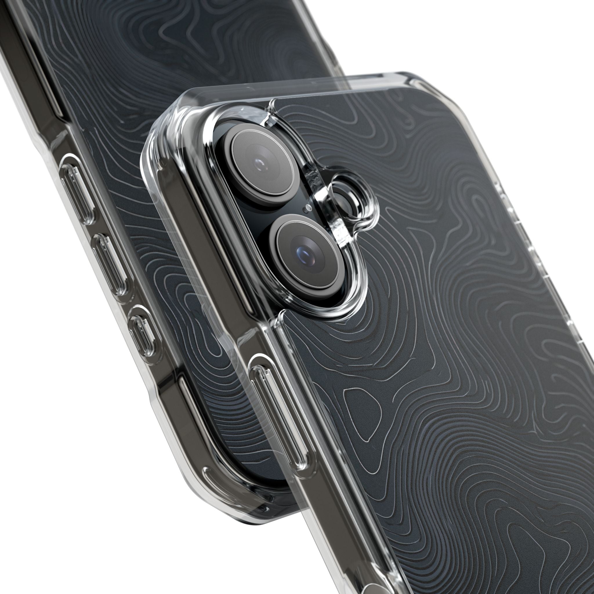 Black Impact MagSafe Phone Case for iPhone - Obsidian Ridge Topo