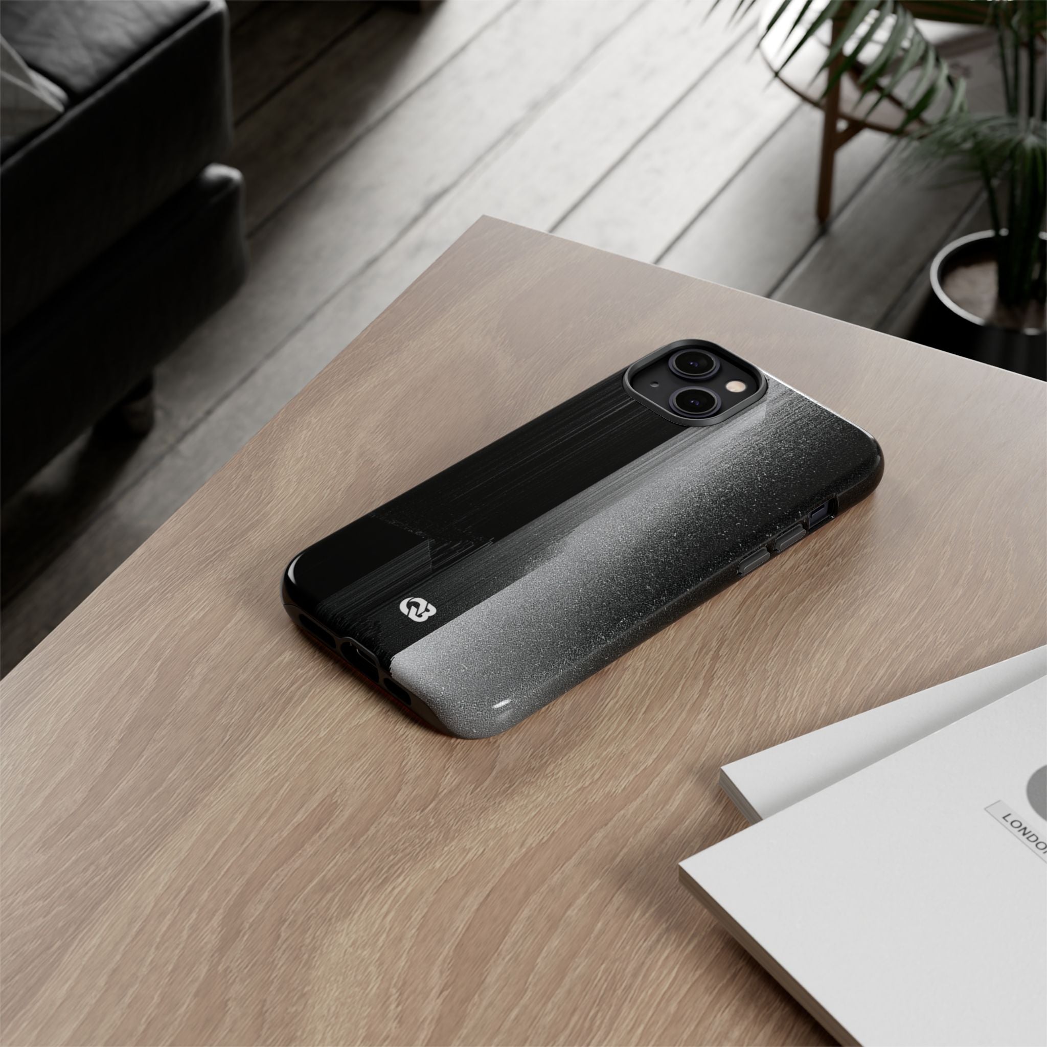 Black Tough Phone Case for iPhone - Brutalist Pixel Monolith
