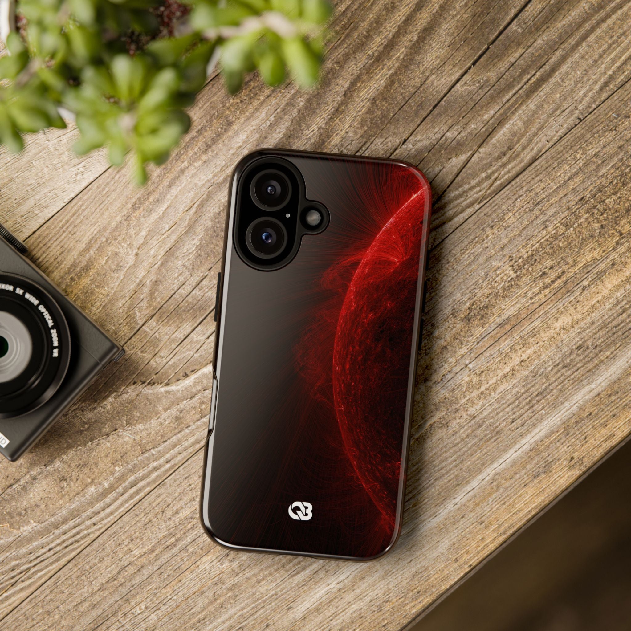 Red Tough Phone Case for iPhone - Solar Crimson Flare