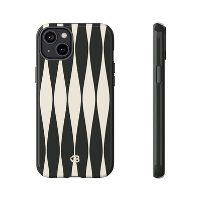Black Tough Phone Case for iPhone - Ivory Spindle Grid