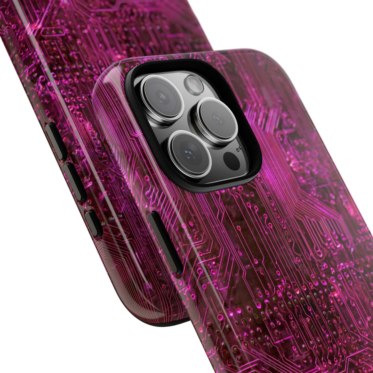 Magenta Circuit Trace · Tough Phone Case for iPhone · Pink