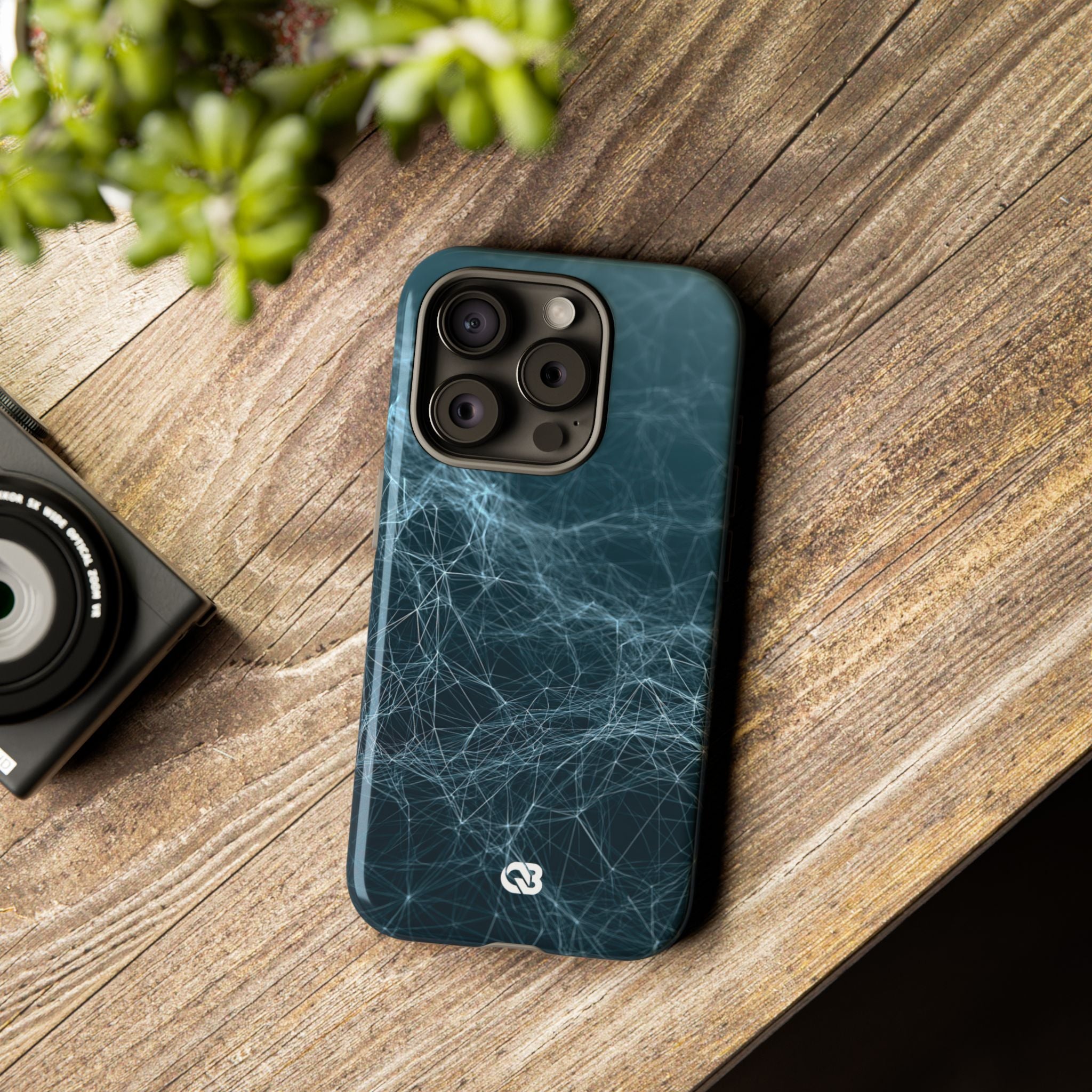 Teal Tough Phone Case for iPhone - Arctic Neural Mesh