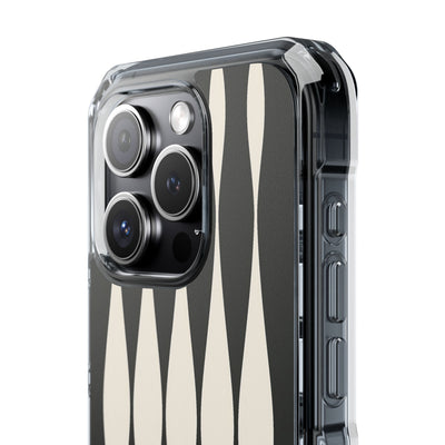 Black Impact MagSafe Phone Case for iPhone - Ivory Spindle Grid