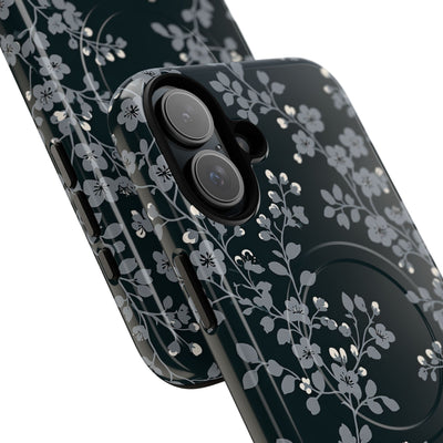 Black Tough 2.0 Magsafe Phone Case for iPhone - Midnight Slate Blossom