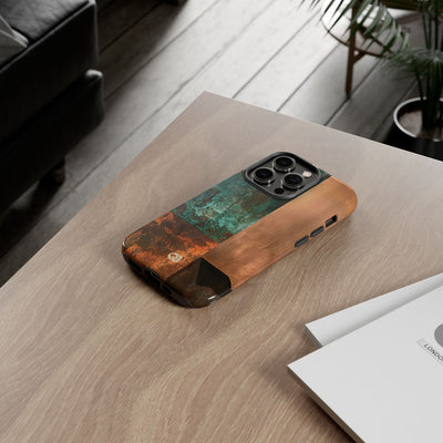 Teal Tough Phone Case for iPhone - Verdigris Copper Slab