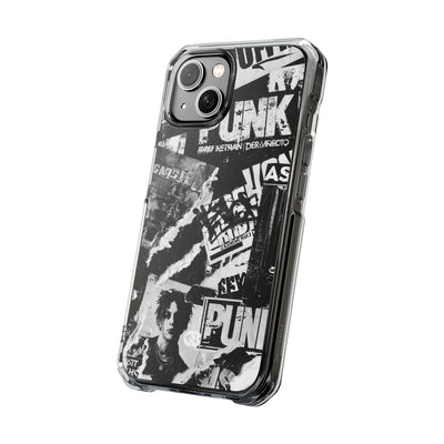 Underground Punk Collage · Clear Impact Magnetic Phone Case for iPhone · Black