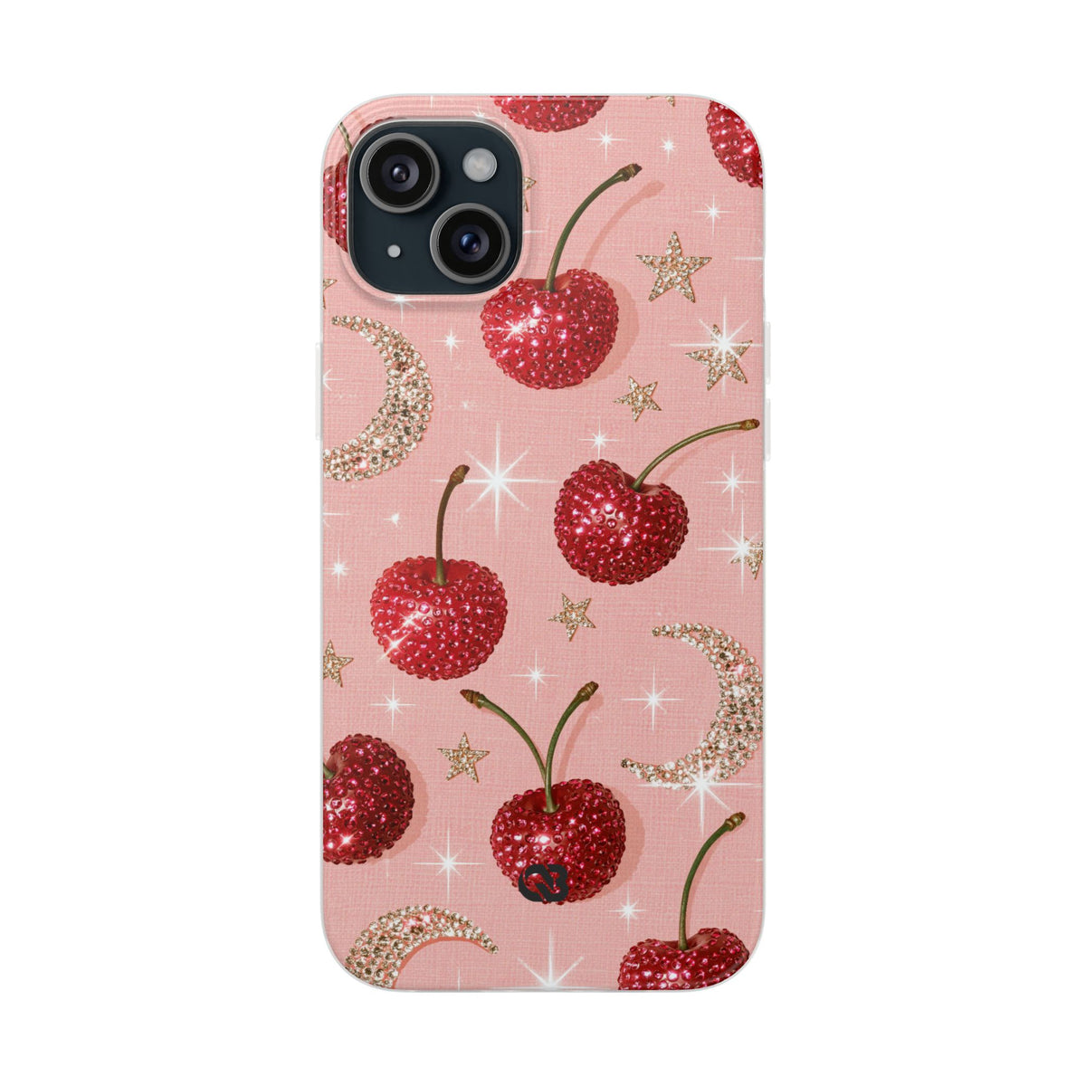 Bedazzled Ruby Cherries · Lite Phone Case for iPhone ·  Pink