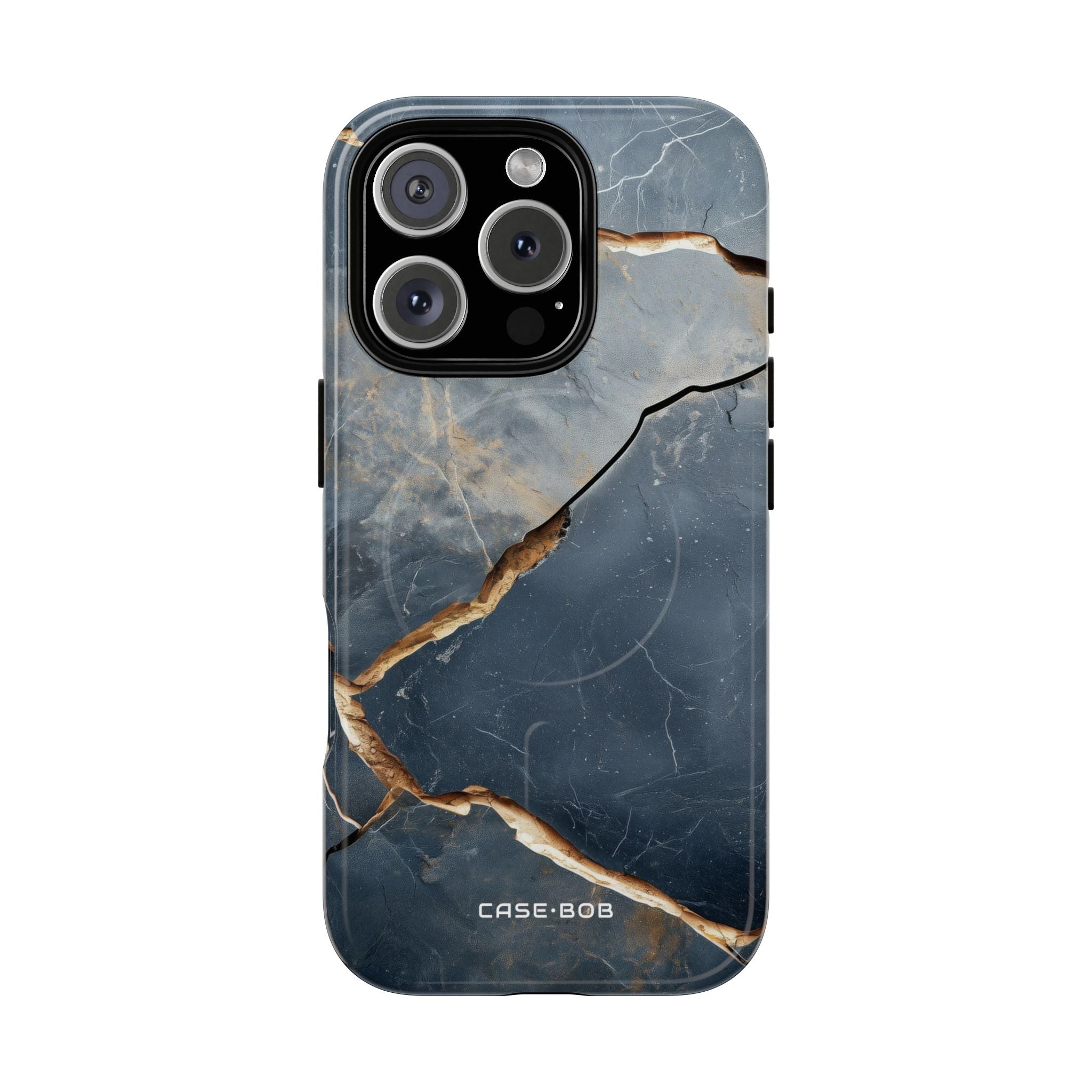 Ruw ader navy iPhone 16 Pro hoesje - Tough+