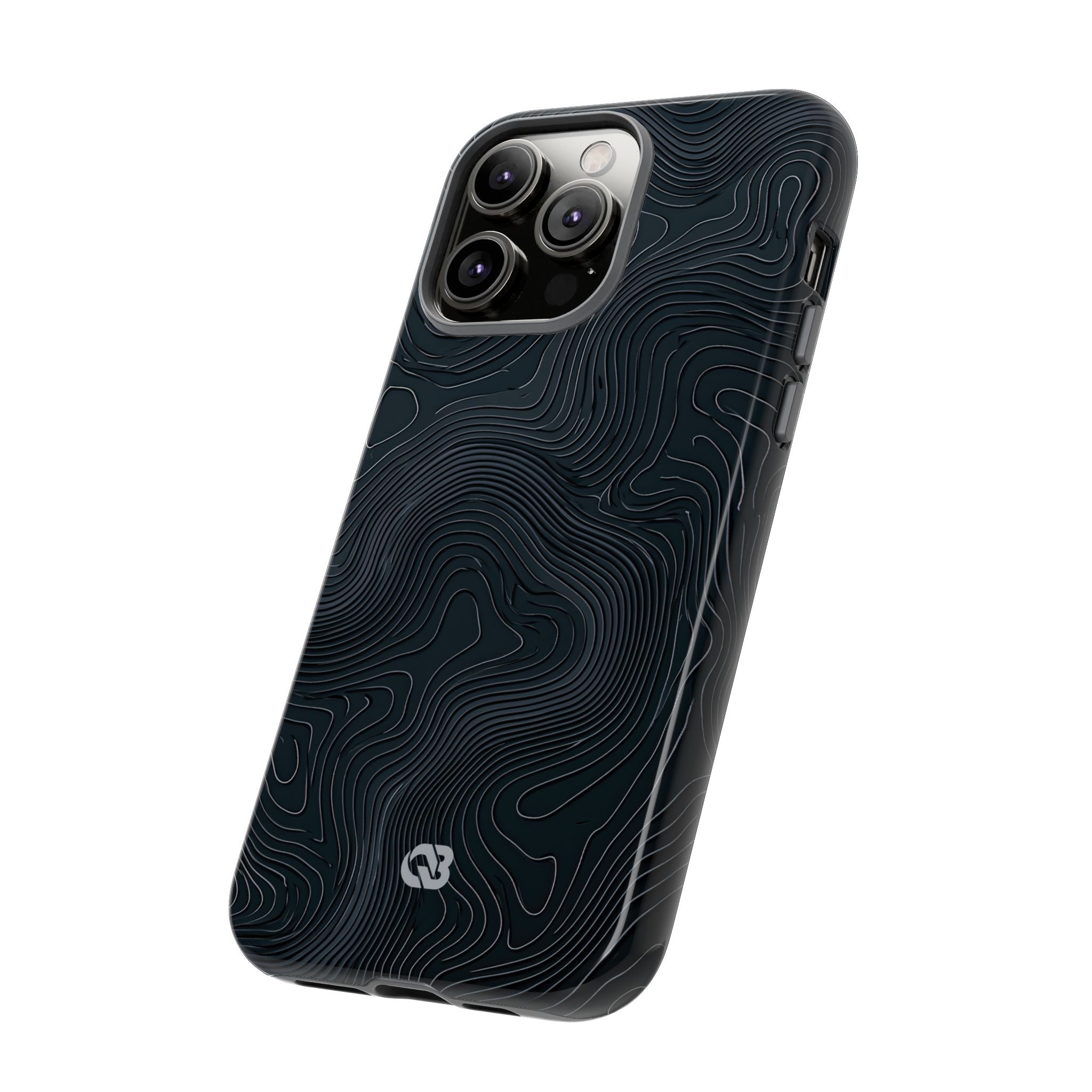 Black Tough Phone Case for iPhone - Obsidian Ridge Topo
