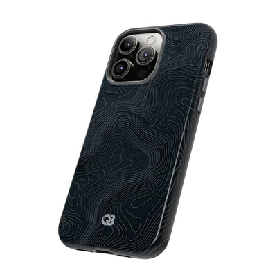 Black Tough Phone Case for iPhone - Obsidian Ridge Topo