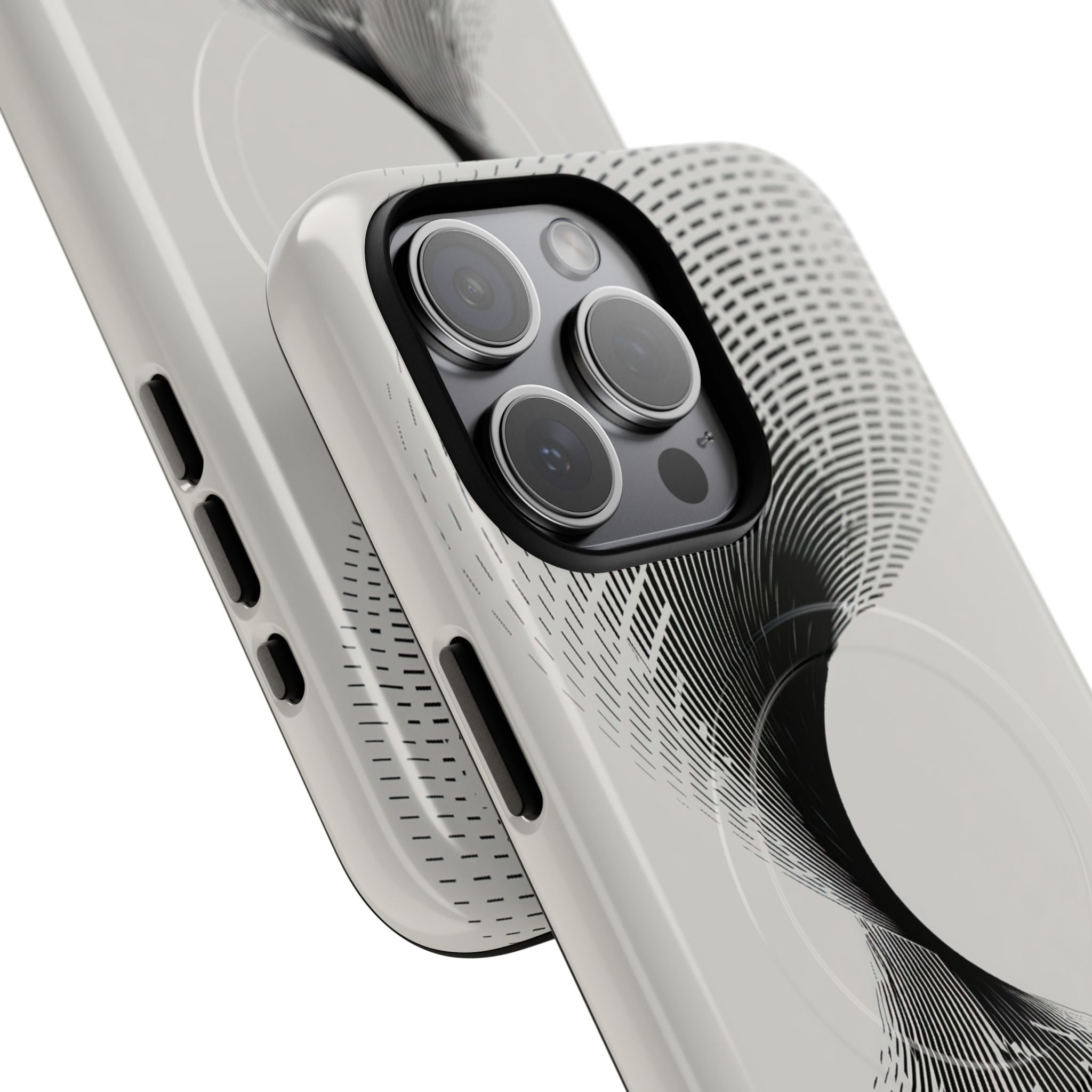White Tough 2.0 Magsafe Phone Case for iPhone - Linear Torsion Grid