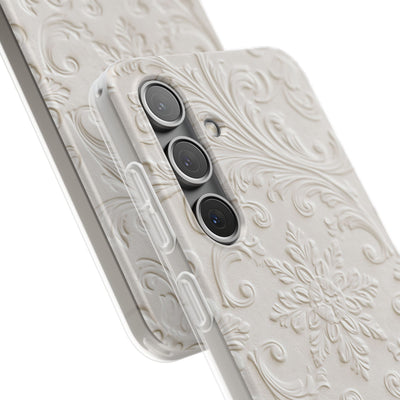 White Lite Phone Case for Samsung - Alabaster Floral Relief
