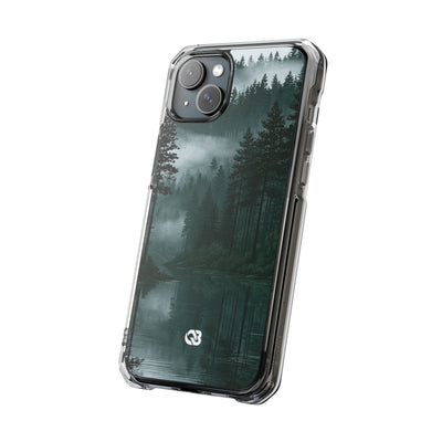 Misty Pine Reflections · Clear Impact Magnetic Phone Case for iPhone ·  Green