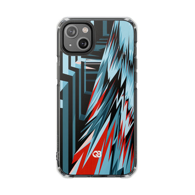 Blue Impact MagSafe Phone Case for iPhone - Glitch Peak Cyan
