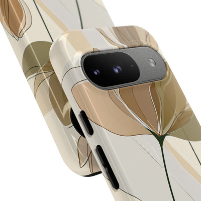 Beige Tough Phone Case for Google Pixel - Muted Ochre Petals