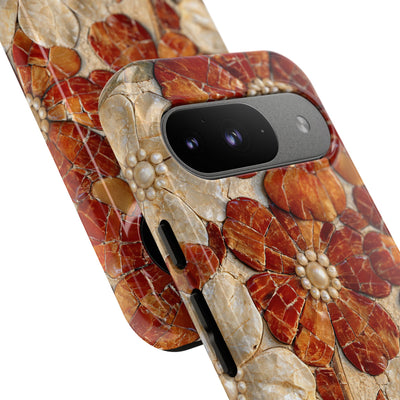 Carnelian Pearl Bloom · Tough Phone Case for Pixel ·  Orange