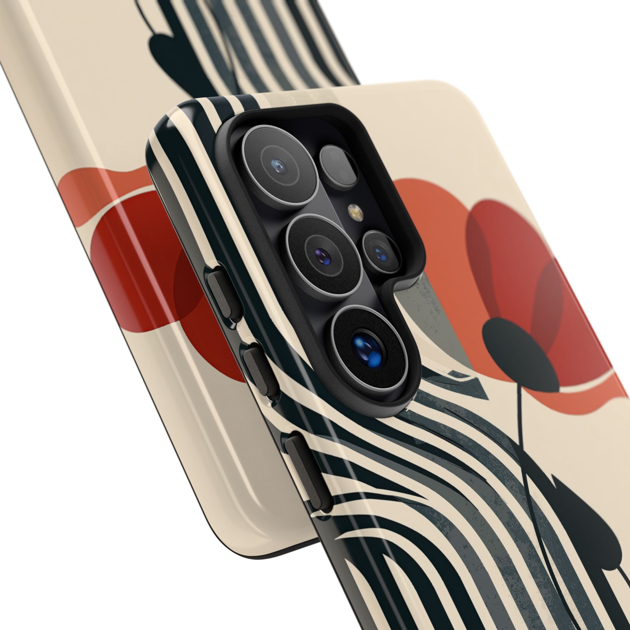 Beige Tough Phone Case for Samsung - Crimson Line Bloom