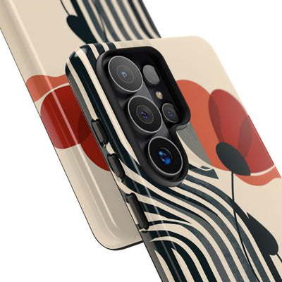 Beige Tough Phone Case for Samsung - Crimson Line Bloom