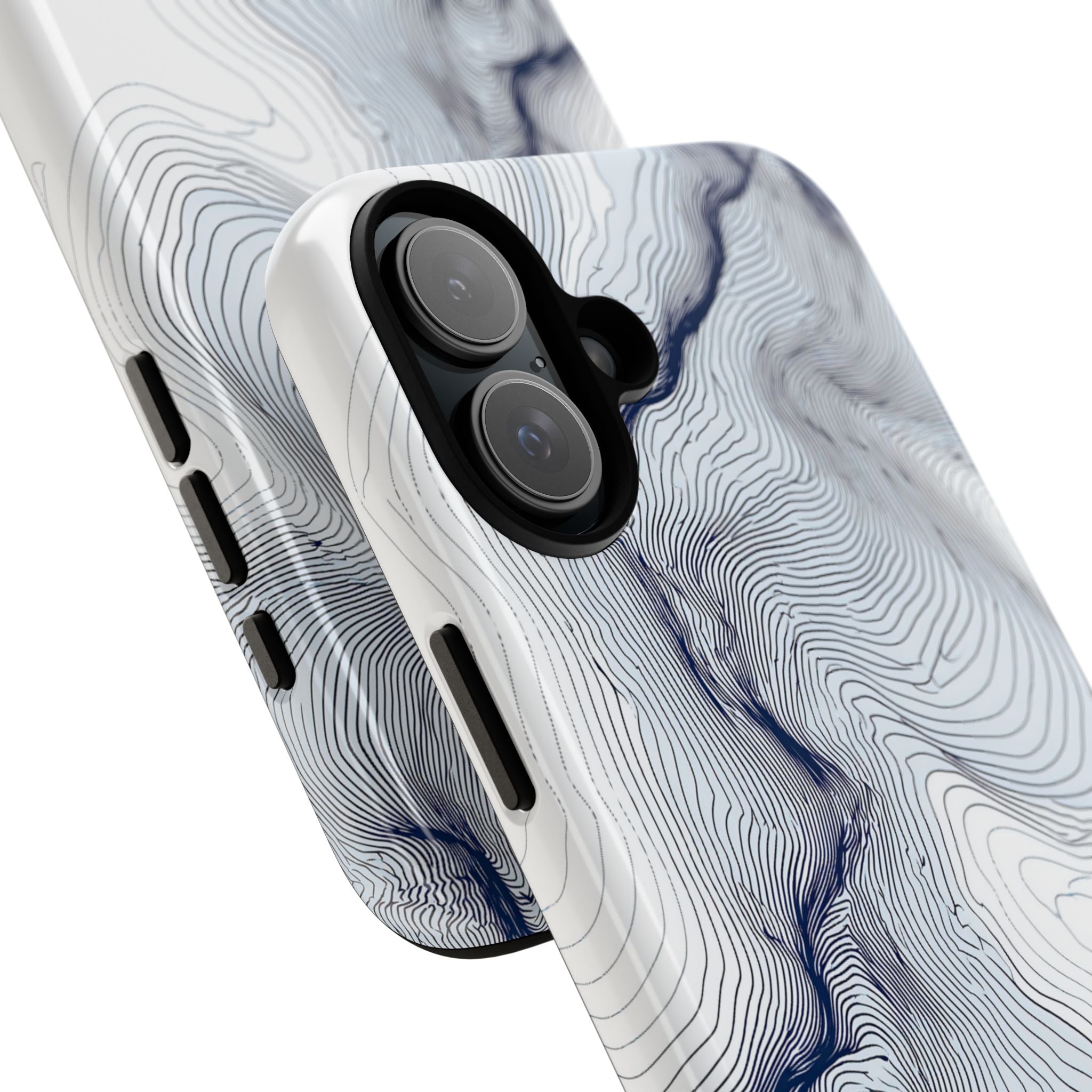 White Tough Phone Case for iPhone - Nordic Ridge Topo