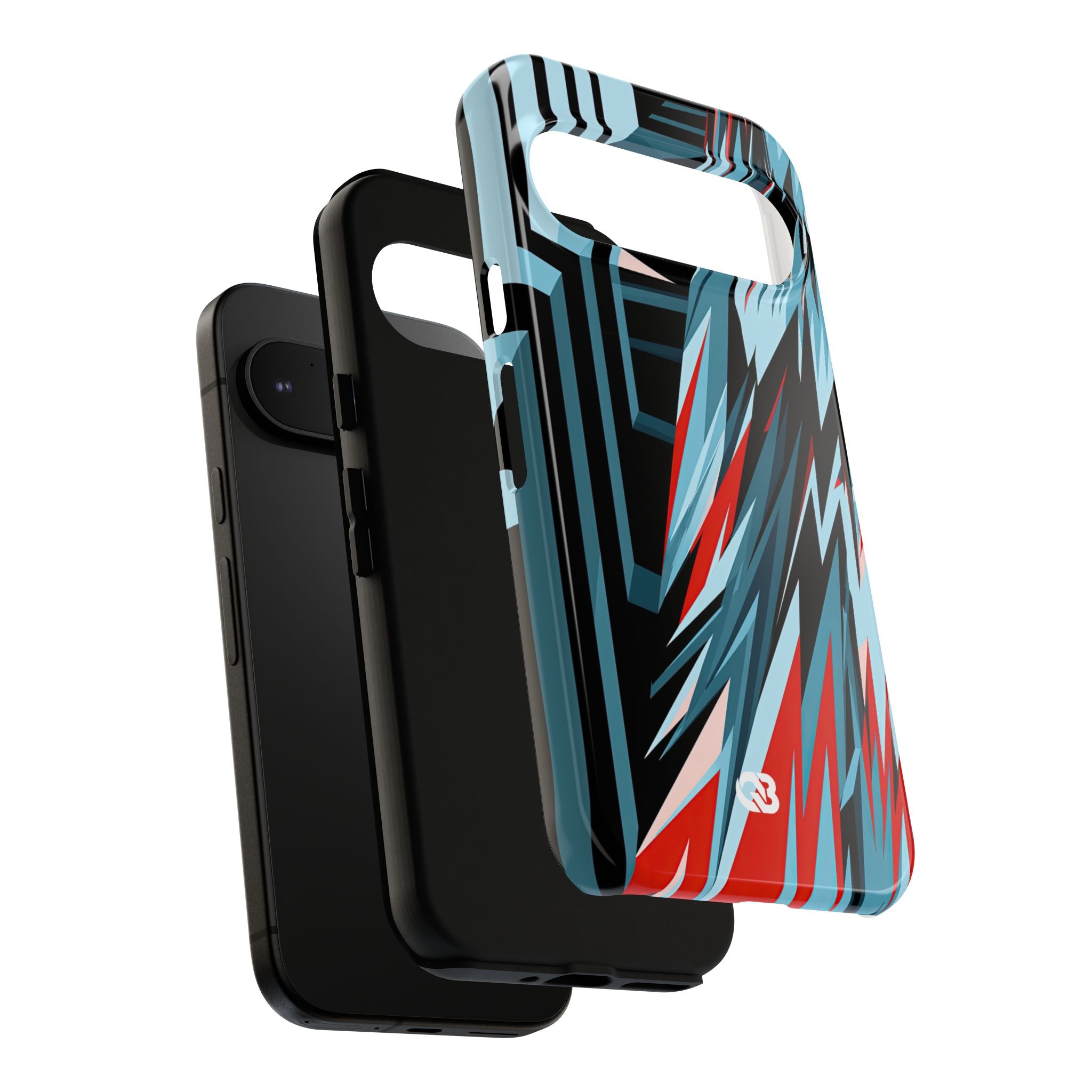 Blue Tough Phone Case for Google Pixel - Glitch Peak Cyan
