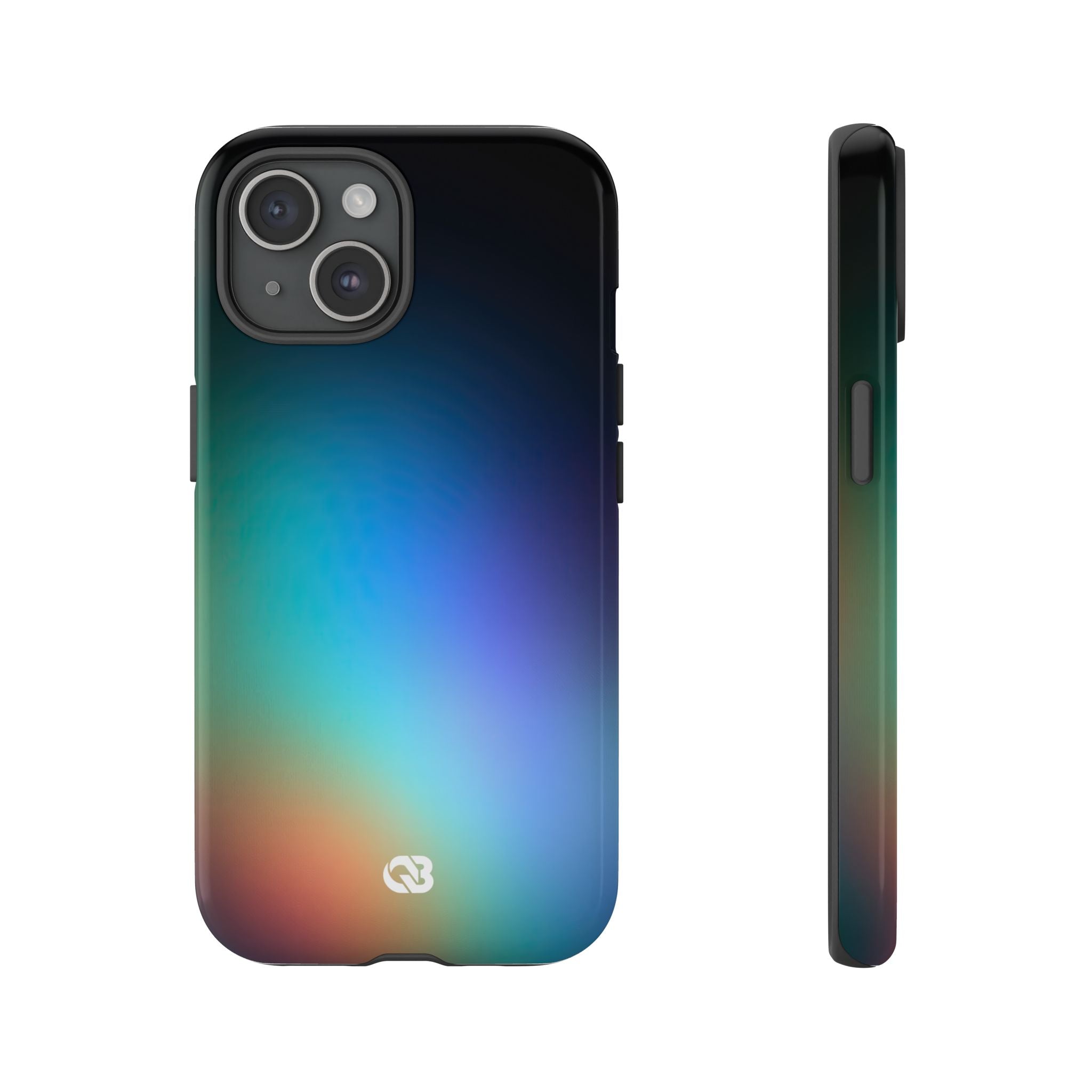 Black Tough Phone Case for iPhone - Electric Prism Grain