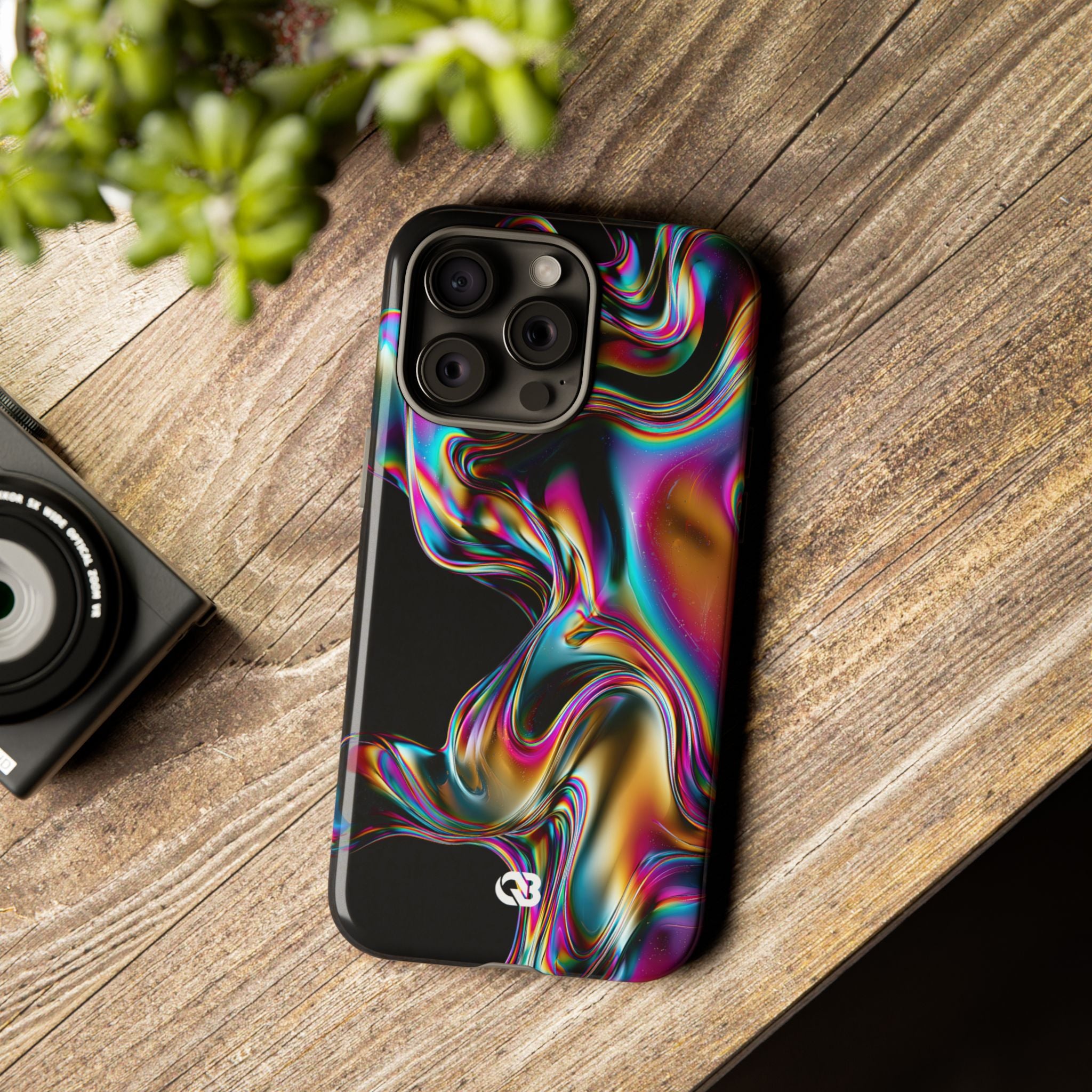 Purple Tough Phone Case for iPhone - Liquid Neon Chrome