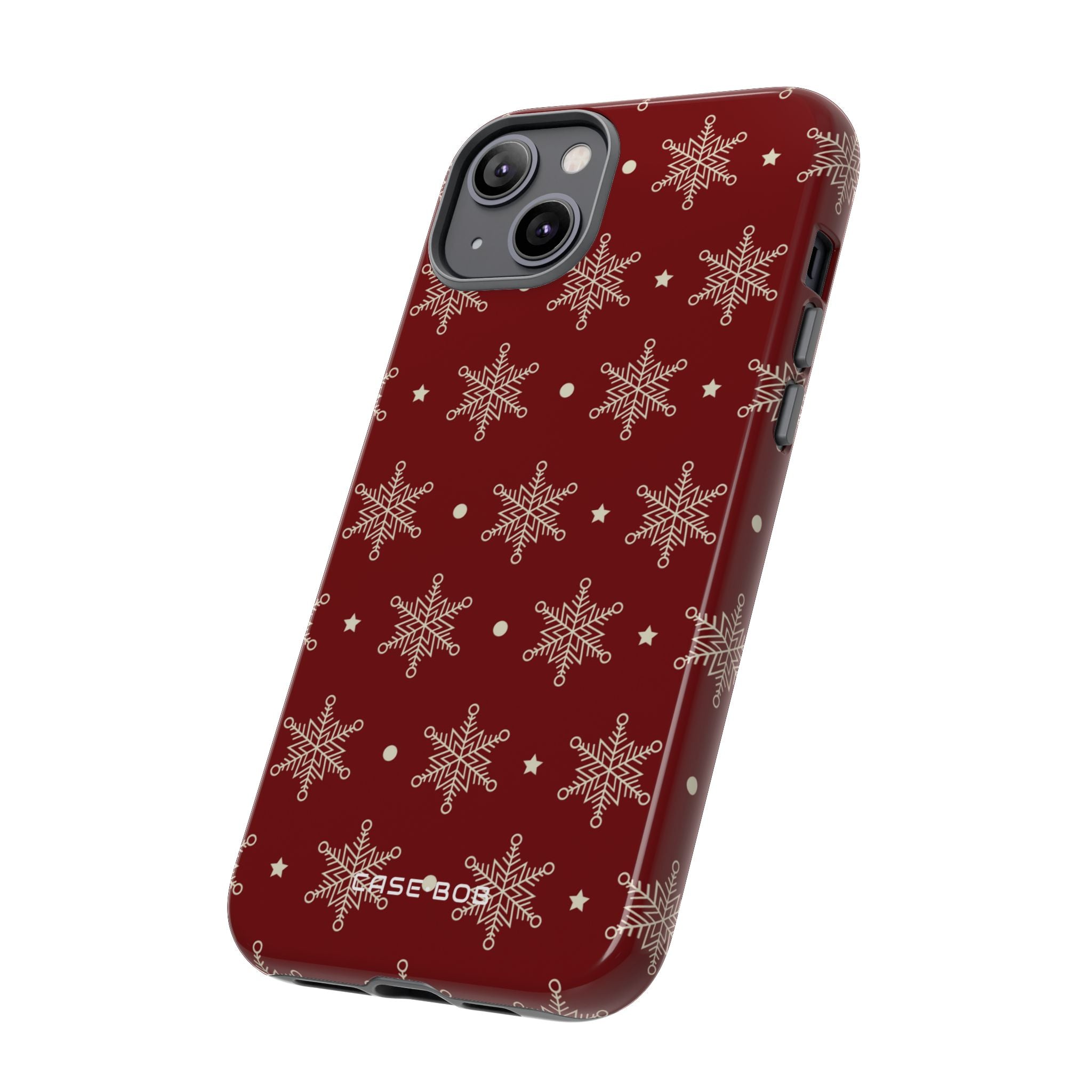 Cream Snowflake Crimson iPhone 14 Plus Skal - Tough