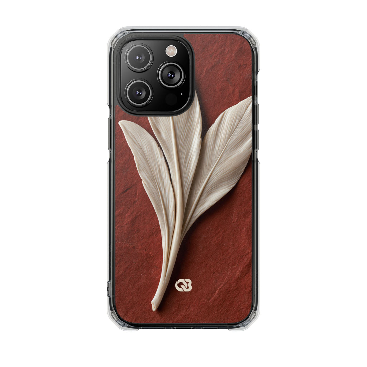 Carved Ivory Plume · Clear Impact Magnetic Phone Case for iPhone · Red
