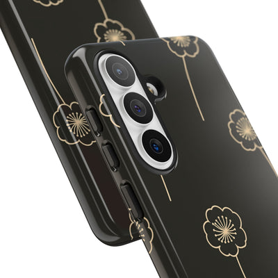 Black Tough Phone Case for Samsung - Obsidian Sand Petals