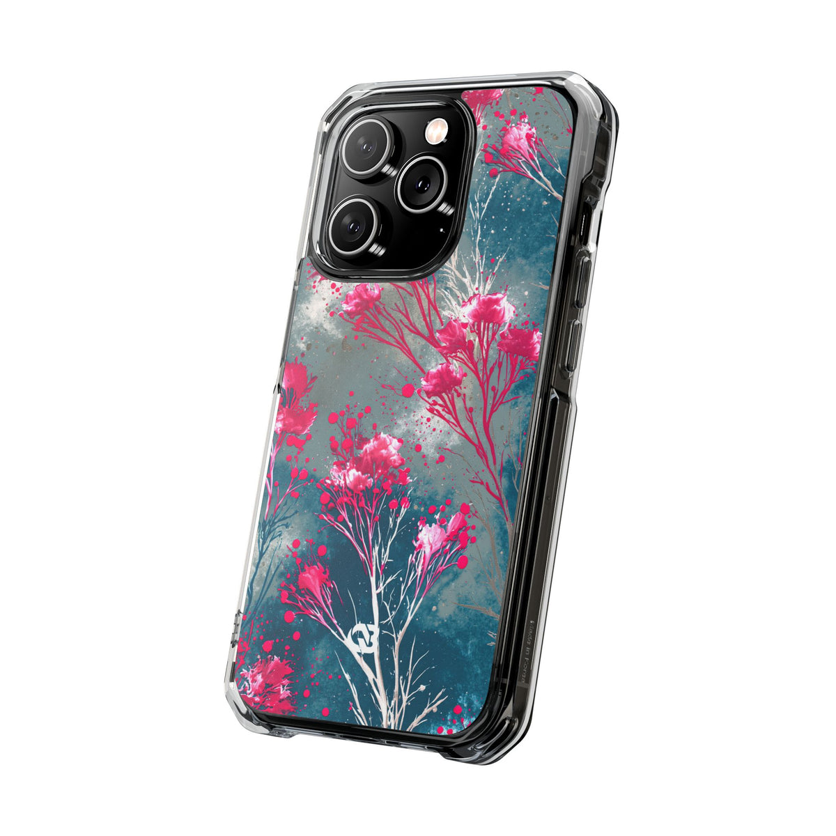 Cyber Blossom · Clear Impact Magnetic Phone Case for iPhone · Teal
