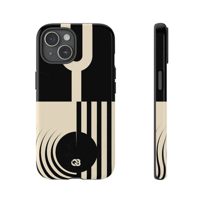 Black Tough Phone Case for iPhone - Ivory Signal Grid